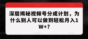 深层揭秘视频号分成计划,为什么别人可以做到轻松月入1W+?-全网第一网赚项目资源库-中赚网 & 中创网 & 冒泡网 & 福缘网 - 小本轻创业与优质加盟项目首选平台