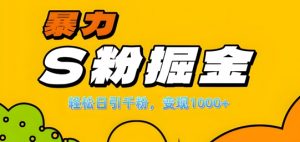单人单机日引千粉,变现1k+,S粉流量掘金计划攻略【揭秘】-全网第一网赚项目资源库-中赚网 & 中创网 & 冒泡网 & 福缘网 - 小本轻创业与优质加盟项目首选平台