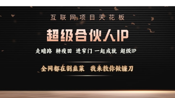互联网项目天花板，超级合伙人IP，全网都在割韭菜，我来教你做镰刀【仅揭秘】-全网第一网赚项目资源库-中赚网 & 中创网 & 冒泡网 & 福缘网 - 小本轻创业与优质加盟项目首选平台