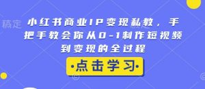 小红书商业IP变现私教,手把手教会你从0-1制作短视频到变现的全过程-全网第一网赚项目资源库-中赚网 & 中创网 & 冒泡网 & 福缘网 - 小本轻创业与优质加盟项目首选平台