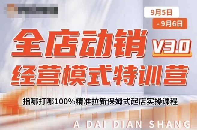 全店动销经营模式特训营，指哪打哪100%精准拉新保姆式起店实操课程-全网第一网赚项目资源库-中赚网 & 中创网 & 冒泡网 & 福缘网 - 小本轻创业与优质加盟项目首选平台