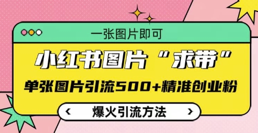 小红书图片‘求带’爆火引流法，单张图片引流500+精准创业粉【揭秘】-全网第一网赚项目资源库-中赚网 & 中创网 & 冒泡网 & 福缘网 - 小本轻创业与优质加盟项目首选平台