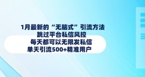 1月最新的无脑式引流方法,跳过平台私信风控,每天都可以无限发私信,单天引流500+精准用户-全网第一网赚项目资源库-中赚网 & 中创网 & 冒泡网 & 福缘网 - 小本轻创业与优质加盟项目首选平台