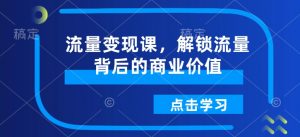 流量变现课,解锁流量背后的商业价值-全网第一网赚项目资源库-中赚网 & 中创网 & 冒泡网 & 福缘网 - 小本轻创业与优质加盟项目首选平台