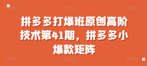 拼多多打爆班原创高阶技术第41期，拼多多小爆款矩阵-全网第一网赚项目资源库-中赚网 & 中创网 & 冒泡网 & 福缘网 - 小本轻创业与优质加盟项目首选平台