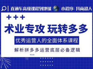 术业专攻玩转多多,优秀运营人的全面体系课程,解析拼多多运营底层必备逻辑-全网第一网赚项目资源库-中赚网 & 中创网 & 冒泡网 & 福缘网 - 小本轻创业与优质加盟项目首选平台
