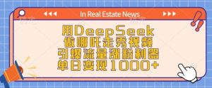 用DeepSeek做哪吒走秀视频,引爆流量涨粉利器,单日变现1k-全网第一网赚项目资源库-中赚网 & 中创网 & 冒泡网 & 福缘网 - 小本轻创业与优质加盟项目首选平台
