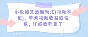 小说推文最新玩法(视频标记),单条视频收益四位数,详细教程来了-全网第一网赚项目资源库-中赚网 & 中创网 & 冒泡网 & 福缘网 - 小本轻创业与优质加盟项目首选平台
