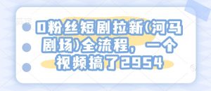 0粉丝短剧拉新(河马剧场)全流程,一个视频搞了2954-全网第一网赚项目资源库-中赚网 & 中创网 & 冒泡网 & 福缘网 - 小本轻创业与优质加盟项目首选平台