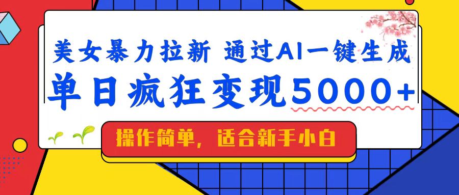 美女暴力拉新，通过AI一键生成，单日疯狂变现5000+，纯小白一学就会！-全网第一网赚项目资源库-中赚网 & 中创网 & 冒泡网 & 福缘网 - 小本轻创业与优质加盟项目首选平台