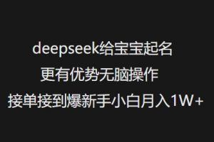 deepseek给宝宝起名更有优势无脑操作接单接到爆新手小白月入1W+-全网第一网赚项目资源库-中赚网 & 中创网 & 冒泡网 & 福缘网 - 小本轻创业与优质加盟项目首选平台