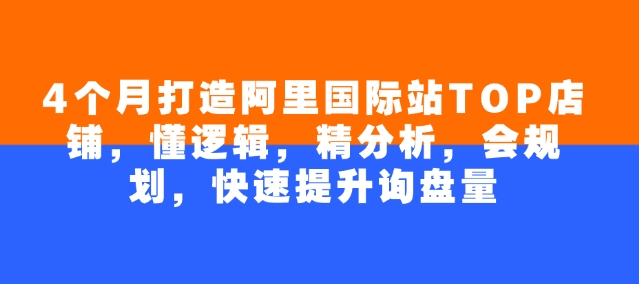 4个月打造阿里国际站TOP店铺，懂逻辑，精分析，会规划，快速提升询盘量-全网第一网赚项目资源库-中赚网 & 中创网 & 冒泡网 & 福缘网 - 小本轻创业与优质加盟项目首选平台