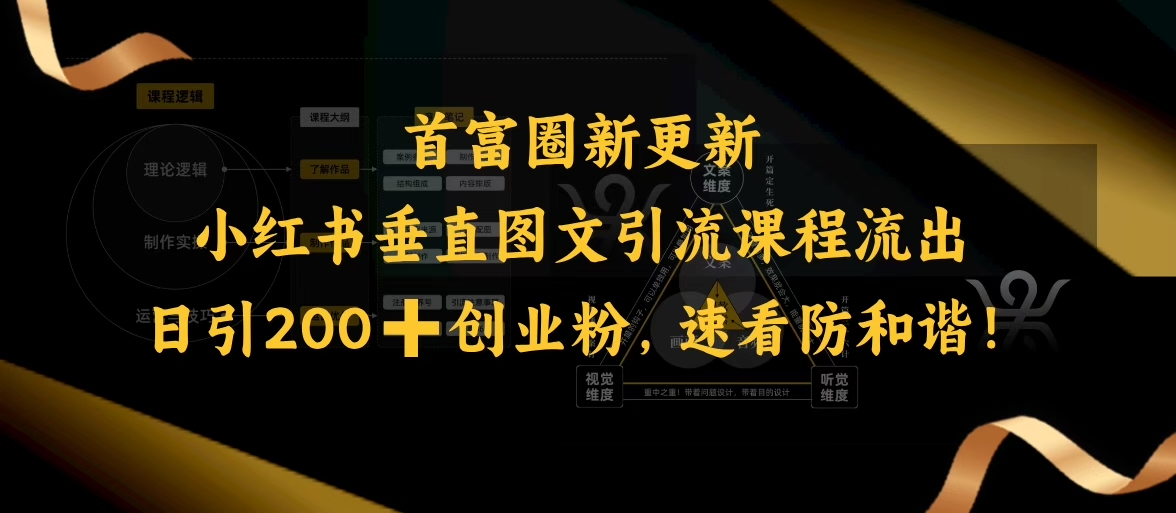 小红书垂直图文引流课程流出，日引200+创业粉，速看防和谐-全网第一网赚项目资源库-中赚网 & 中创网 & 冒泡网 & 福缘网 - 小本轻创业与优质加盟项目首选平台