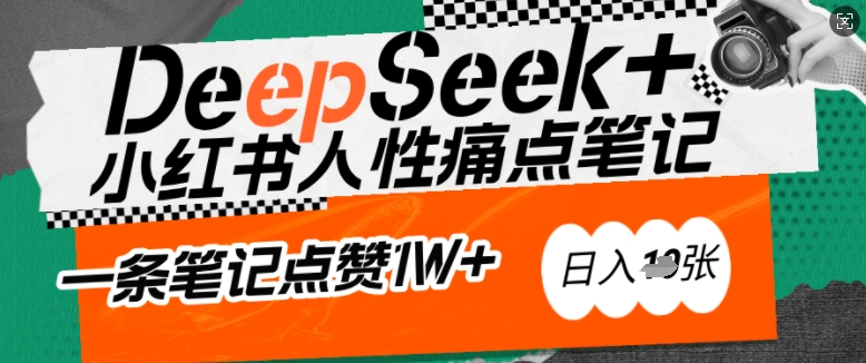 AI赋能小红书爆款秘籍：用DeepSeek轻松抓人性痛点，小白也能写出点赞破万的吸金笔记，日入多张-全网第一网赚项目资源库-中赚网 & 中创网 & 冒泡网 & 福缘网 - 小本轻创业与优质加盟项目首选平台