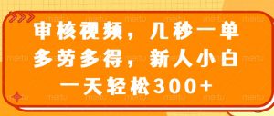 审核视频,几秒一单,多劳多得,新人小白一天轻松300+-全网第一网赚项目资源库-中赚网 & 中创网 & 冒泡网 & 福缘网 - 小本轻创业与优质加盟项目首选平台