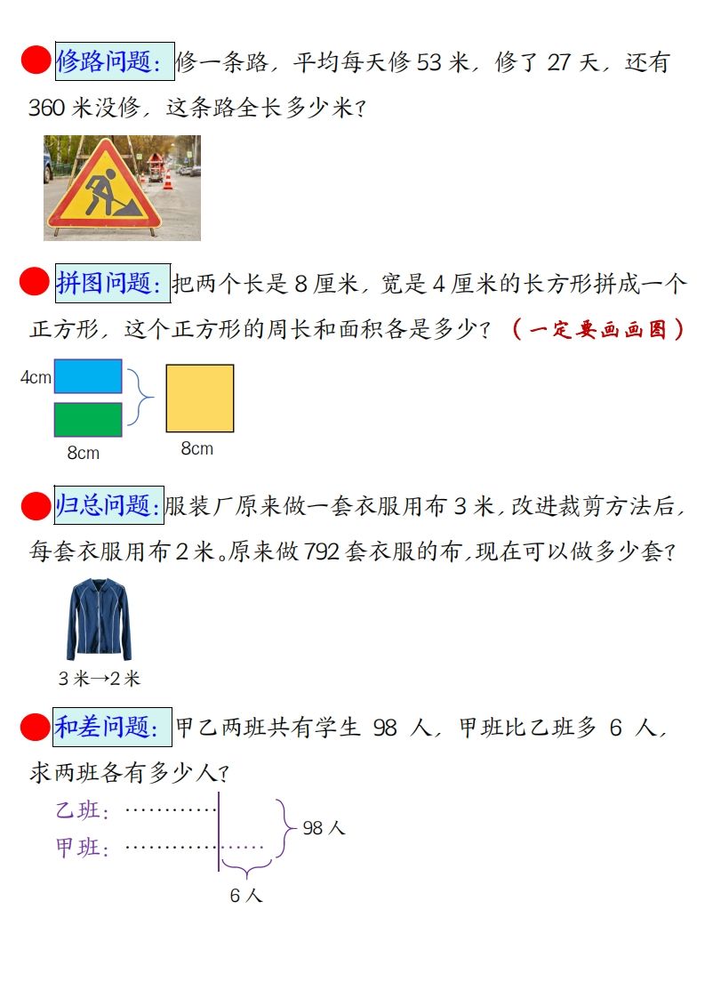 三下数学应用题母题【期末常考易错思维应用题专项】（空白+答案14页）