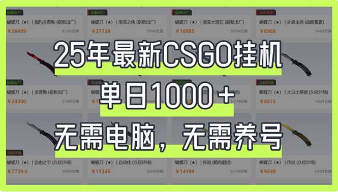 25年最新CSGO挂机系统，单日1000+，无需电脑，无需养号，0基础可上手-全网第一网赚项目资源库-中赚网 & 中创网 & 冒泡网 & 福缘网 - 小本轻创业与优质加盟项目首选平台