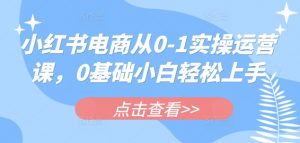 小红书电商从0-1实操运营课,0基础小白轻松上手-全网第一网赚项目资源库-中赚网 & 中创网 & 冒泡网 & 福缘网 - 小本轻创业与优质加盟项目首选平台