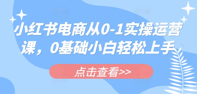 小红书电商从0-1实操运营课，0基础小白轻松上手-全网第一网赚项目资源库-中赚网 & 中创网 & 冒泡网 & 福缘网 - 小本轻创业与优质加盟项目首选平台