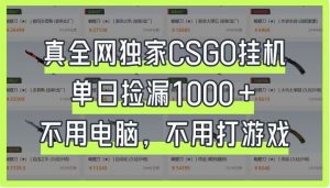 真全网独家CSGO挂机，单日捡漏1000+，不用电脑，不用养号-全网第一网赚项目资源库-中赚网 & 中创网 & 冒泡网 & 福缘网 - 小本轻创业与优质加盟项目首选平台