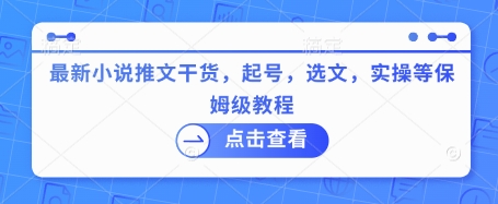 最新小说推文干货，起号，选文，实操等保姆级教程-全网第一网赚项目资源库-中赚网 & 中创网 & 冒泡网 & 福缘网 - 小本轻创业与优质加盟项目首选平台