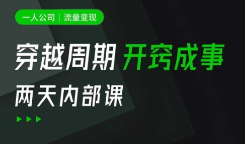 一人公司：流量变现课，一人公司的方法模型拆解， 拆解富人思维，流量思维，小老板思维等-全网第一网赚项目资源库-中赚网 & 中创网 & 冒泡网 & 福缘网 - 小本轻创业与优质加盟项目首选平台