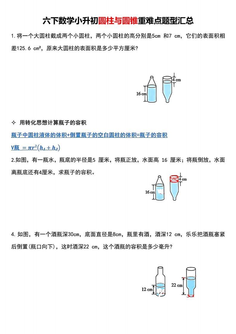 小升初数学【圆柱与圆锥重难点题型汇总】-全网第一网赚项目资源库-中赚网 & 中创网 & 冒泡网 & 福缘网 - 小本轻创业与优质加盟项目首选平台