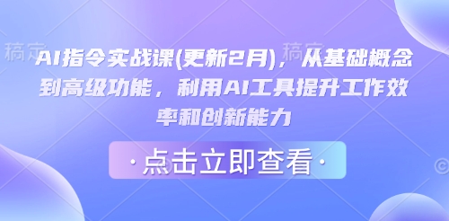 AI指令实战课(更新2月)，从基础概念到高级功能，利用AI工具提升工作效率和创新能力-全网第一网赚项目资源库-中赚网 & 中创网 & 冒泡网 & 福缘网 - 小本轻创业与优质加盟项目首选平台