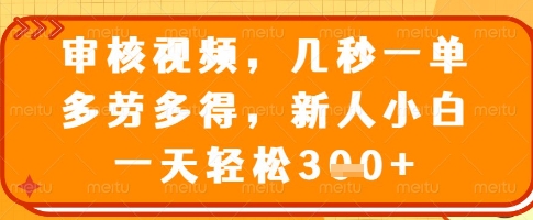 审核视频，几秒一单，多劳多得，新人小白一天轻松3张【揭秘】-全网第一网赚项目资源库-中赚网 & 中创网 & 冒泡网 & 福缘网 - 小本轻创业与优质加盟项目首选平台