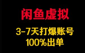 闲鱼虚拟详解，3-7天打爆账号，100%出单-全网第一网赚项目资源库-中赚网 & 中创网 & 冒泡网 & 福缘网 - 小本轻创业与优质加盟项目首选平台