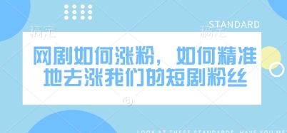 网剧如何涨粉，如何精准地去涨我们的短剧粉丝-全网第一网赚项目资源库-中赚网 & 中创网 & 冒泡网 & 福缘网 - 小本轻创业与优质加盟项目首选平台