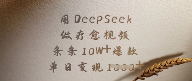 用DeepSeek做疗愈视频，条条10W+爆款，单日变现多张-全网第一网赚项目资源库-中赚网 & 中创网 & 冒泡网 & 福缘网 - 小本轻创业与优质加盟项目首选平台