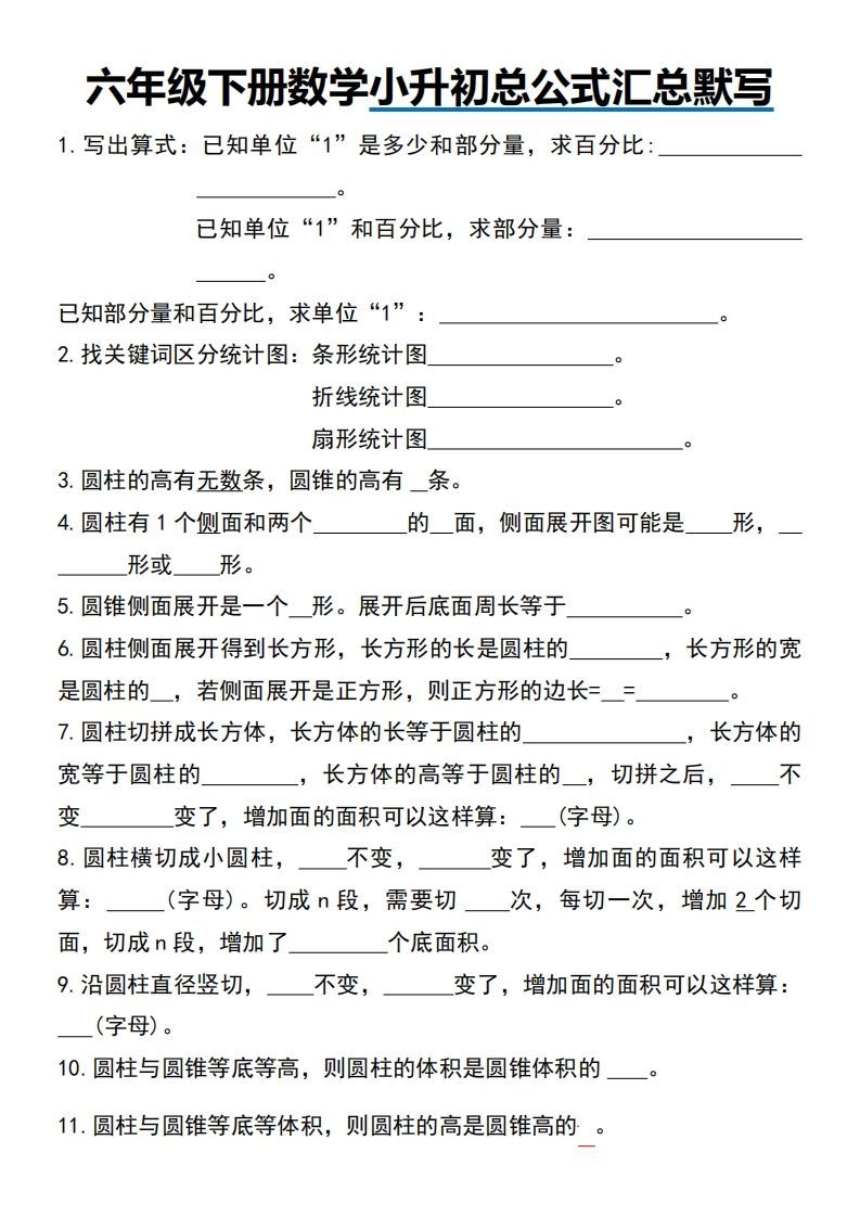 小升初数学【总公式汇总默写】-全网第一网赚项目资源库-中赚网 & 中创网 & 冒泡网 & 福缘网 - 小本轻创业与优质加盟项目首选平台