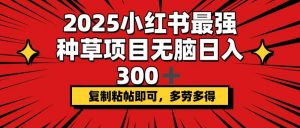 2025小红书最强种草项目，无脑日入300+，复制粘帖即可，多劳多得-全网第一网赚项目资源库-中赚网 & 中创网 & 冒泡网 & 福缘网 - 小本轻创业与优质加盟项目首选平台
