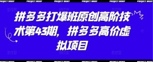 拼多多打爆班原创高阶技术第43期,拼多多高价虚拟项目-全网第一网赚项目资源库-中赚网 & 中创网 & 冒泡网 & 福缘网 - 小本轻创业与优质加盟项目首选平台