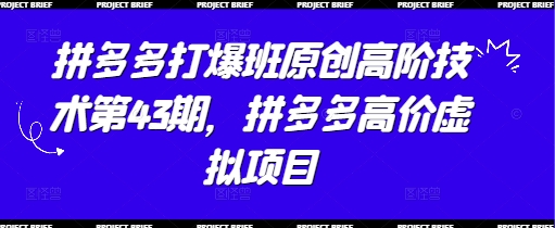 拼多多打爆班原创高阶技术第43期，拼多多高价虚拟项目-全网第一网赚项目资源库-中赚网 & 中创网 & 冒泡网 & 福缘网 - 小本轻创业与优质加盟项目首选平台