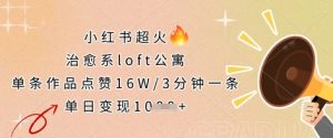 小红书超火的治愈系loft公寓，单条作品点赞16W，3分钟一条，单日变现数张-全网第一网赚项目资源库-中赚网 & 中创网 & 冒泡网 & 福缘网 - 小本轻创业与优质加盟项目首选平台