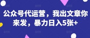 公众号代运营，我出文章你来发，暴力日入5张+【揭秘】-全网第一网赚项目资源库-中赚网 & 中创网 & 冒泡网 & 福缘网 - 小本轻创业与优质加盟项目首选平台
