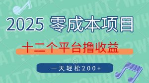 2025年零成本项目,十二个平台撸收益,单号一天轻松200+-全网第一网赚项目资源库-中赚网 & 中创网 & 冒泡网 & 福缘网 - 小本轻创业与优质加盟项目首选平台