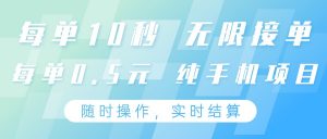 纯手机操作项目，每单耗时10秒，无限接单，单笔收益0.5元，支持24小时随时操做-全网第一网赚项目资源库-中赚网 & 中创网 & 冒泡网 & 福缘网 - 小本轻创业与优质加盟项目首选平台