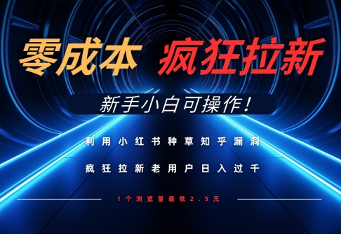 利用小红书种草知乎漏洞，零成本疯狂拉新日入数张，新手小白可操作-全网第一网赚项目资源库-中赚网 & 中创网 & 冒泡网 & 福缘网 - 小本轻创业与优质加盟项目首选平台