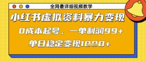 小红书虚拟资料暴力变现,0成本起号,一单利润99,单日稳定变现1k【揭秘】-全网第一网赚项目资源库-中赚网 & 中创网 & 冒泡网 & 福缘网 - 小本轻创业与优质加盟项目首选平台