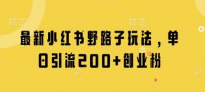 最新小红书野路子玩法，单日引流200+创业粉-全网第一网赚项目资源库-中赚网 & 中创网 & 冒泡网 & 福缘网 - 小本轻创业与优质加盟项目首选平台