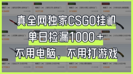真全网独家CSGO挂G，单日捡漏1k+【揭秘】-全网第一网赚项目资源库-中赚网 & 中创网 & 冒泡网 & 福缘网 - 小本轻创业与优质加盟项目首选平台