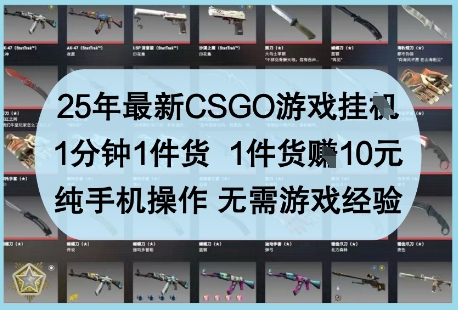 25年最新CSGO游戏挂G，1分钟1件货，1件货挣10元，纯手机操作，无需游戏经验【揭秘】-全网第一网赚项目资源库-中赚网 & 中创网 & 冒泡网 & 福缘网 - 小本轻创业与优质加盟项目首选平台