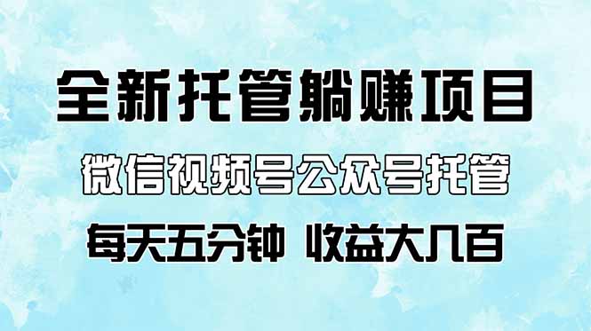 全新托管躺赚项目，微信视频号公众号托管代运营，每天五分钟，收益大几百-全网第一网赚项目资源库-中赚网 & 中创网 & 冒泡网 & 福缘网 - 小本轻创业与优质加盟项目首选平台