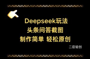 Deepseek头条问答截图,制作简单,轻松原创-全网第一网赚项目资源库-中赚网 & 中创网 & 冒泡网 & 福缘网 - 小本轻创业与优质加盟项目首选平台