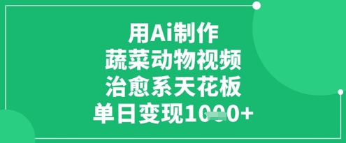 用Ai制作蔬菜动物视频，治愈系天花板，单日变现1k-全网第一网赚项目资源库-中赚网 & 中创网 & 冒泡网 & 福缘网 - 小本轻创业与优质加盟项目首选平台