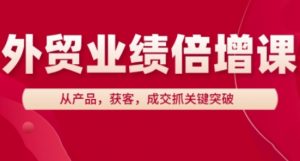 外贸业绩倍增课,从产品,获客,成交抓关键突破-全网第一网赚项目资源库-中赚网 & 中创网 & 冒泡网 & 福缘网 - 小本轻创业与优质加盟项目首选平台