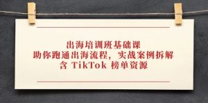 出海培训班基础课,助你跑通出海流程,实战案例拆解,含 TikTok 榜单资源-全网第一网赚项目资源库-中赚网 & 中创网 & 冒泡网 & 福缘网 - 小本轻创业与优质加盟项目首选平台